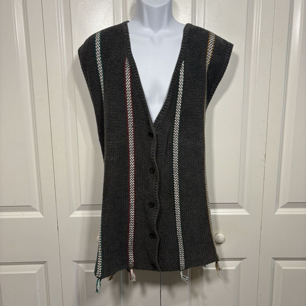 Vintage Kathryn Deene Sweater Vest Womens 26/28 Striped Boho Southwest Festival